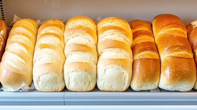 Fresh bakery section in a grocery store with warm lighting, golden bread loaves, and a polished advertising look, copy space