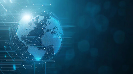 Obraz premium Digital globe with blue background, representing technology and connectivity. image conveys sense of innovation and global communication