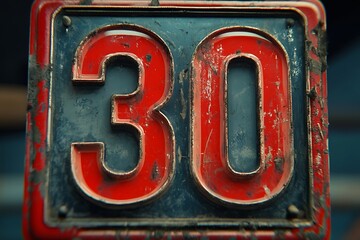 Rusty number 30 sign