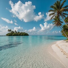 tropical beach with palm trees