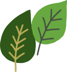 Colorful leaf illustration clipart with isolated white background