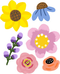 Colorful pretty flowers set illustration clipart