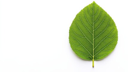 Obraz premium Vibrant Green Leaf with Detailed Veins on White Background