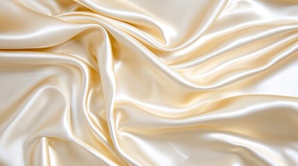 Obraz premium A beautifully styled shot of satin fabric in a rich champagne tone, positioned to reflect light in a stunning manner. The fabrics soft curves and gentle folds create an inviting composition, perfect