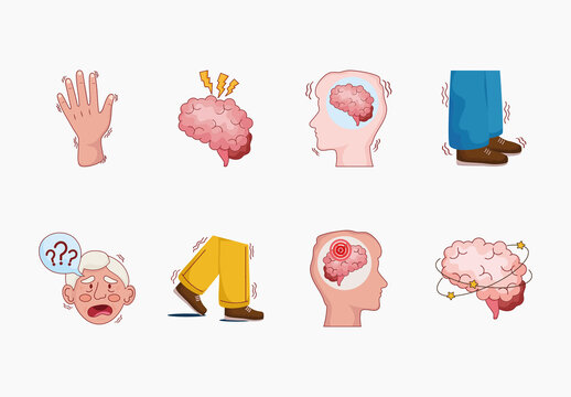 Beige Parkinson Disease Medical Symptoms Illustration