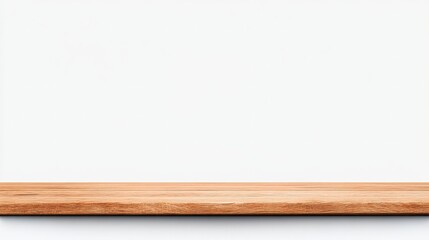 Wooden Shelf Against a Plain Background for Display or Presentation