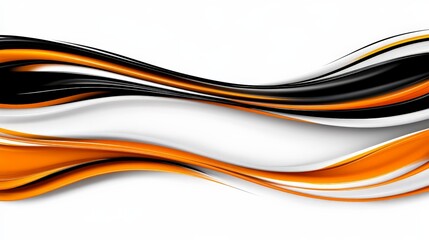 Obraz premium Elegant Abstract Waves in Orange, Black, and White Color Palette