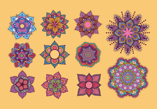 Colorful Mandala Ethnic Geometric Decorative Set