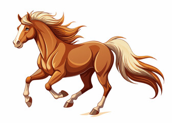 Obraz premium Majestic Galloping Horse - Dynamic Chestnut Stallion Illustration.