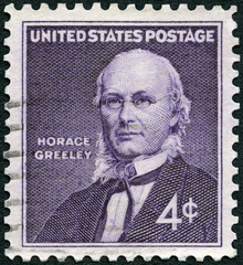 USA - 1961: shows Herace Greeley (1811-1872), Publisher and Editor, 1961