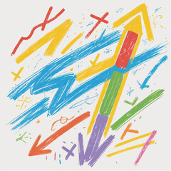 Vibrant, hand-drawn digital pattern with a playful, artistic vibe.Art & Illustration