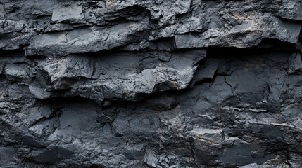 Fototapeta premium Coarse black slate texture with visible layers for background design
