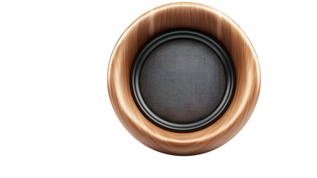 Rich sound, exquisite craftsmanship, wooden speaker on black background experience