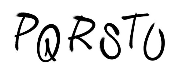 Graffiti spray font alphabet. Part 4. Vector illustration