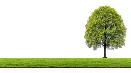 Lush Green Tree Against Bright Background in Minimalist Style