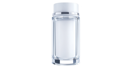 Empty clear bottle with white cap, versatile and ready for various applications