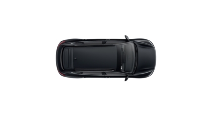 Sleek black car, a top view perspective showcasing automotive excellence and design