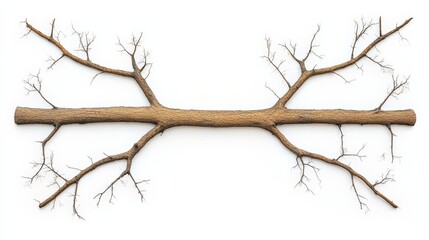 Unique Wooden Branch with Distinctive Texture and Leafless Twigs