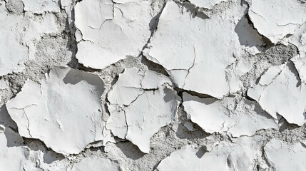Obraz premium Weathered white chipped paint on dark brick wall texture for artistic backgrounds