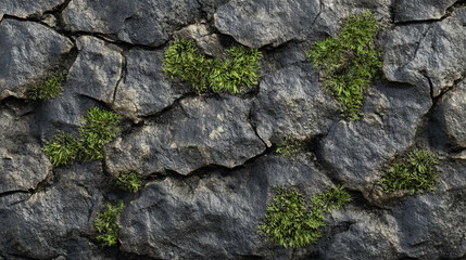 Nature's resilience: dark dry moss and cracked earth texture for organic design inspiration
