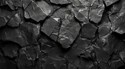 Dark matte uneven black slate texture for background and design