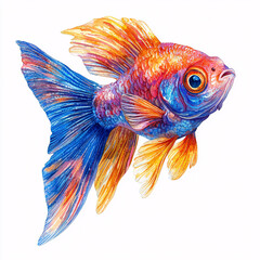 Fototapeta premium Vibrant goldfish with colorful fins swimming gracefully.