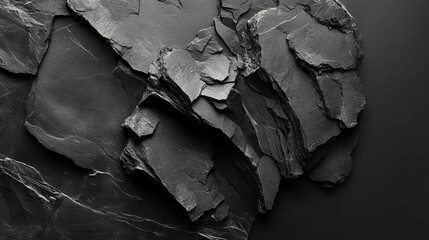 Textured surface of dark matte black slate for natural design and background