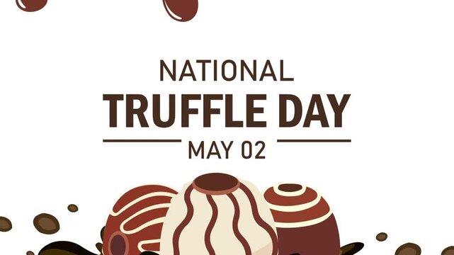 National Truffles Day video. Pile of chocolate truffles on a White background stock images. Truffles Day Poster, May 2. Important day - Powered by Adobe