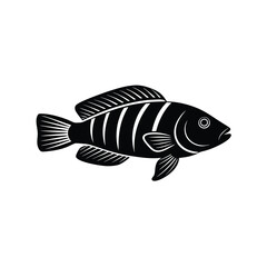 Six-Line Wrasse Silhouette Vector Art Illustration and Black Color Design of Six-Line Wrasse Fish