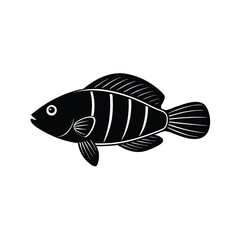Six-Line Wrasse Silhouette Vector Art Illustration and Black Color Design of Six-Line Wrasse Fish