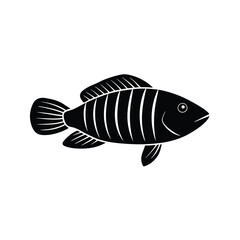 Six-Line Wrasse Silhouette Vector Art Illustration and Black Color Design of Six-Line Wrasse Fish