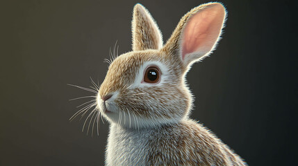 Obraz premium 3D representation of a rabbit with detailed fur texture and soft ears