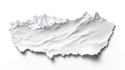 Abstract 3D Map of Turkey with Mountain Textures and White Background