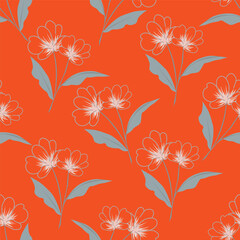 seamless pattern of flowers, branches and leaves
