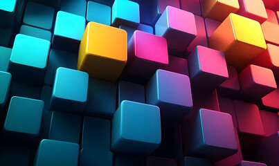 Abstract colorful 3d blocks background, vibrant graphic design, possible use in digital art, web design