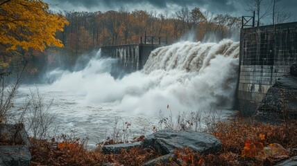 Big dam bursting created with Generative AI