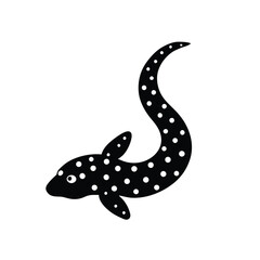 Snowflake Moray Eel Silhouette Vector Art and Black Color Design of Snowflake Moray Eel Fish