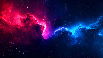Stunning Cosmic Sky Nebula Display of Vibrant Pink and Blue Nebulae, swirling through the dark expanse of space Abstract Background
