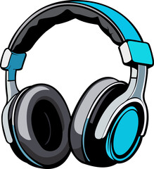 blue colour head phone modern hand drawn image PNG transparent background 