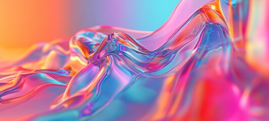 Obraz premium Abstract colorful liquid, vibrant, flowing, glossy texture.