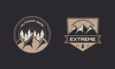 Set of Vintage Camping Outdoor Adventures Emblems Logo. Design Concept for Brand, Business, Company, Badge, Sticker, Stamp, Label.
