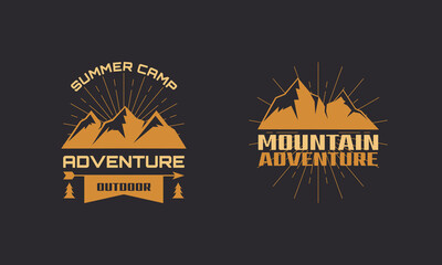 Set of Vintage Camping Outdoor Adventures Emblems Logo. Design Concept for Brand, Business, Company, Badge, Sticker, Stamp, Label.
