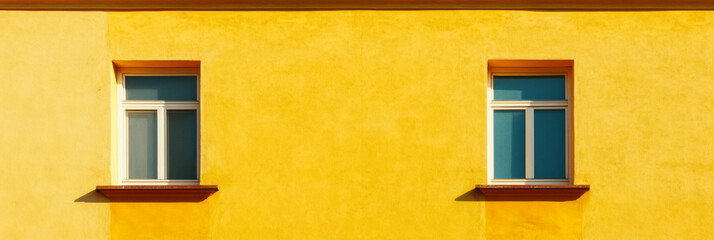 Minimalist architecture with vibrant yellow and beige wall design