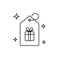 Gift Tag Icon Outline Style for Present Wrapping and Celebration Events