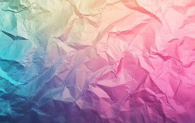 Obraz premium Blurred pastel holographic background with crumpled iridescent foil texture, evoking 80s synthwave and retro futurism vibes