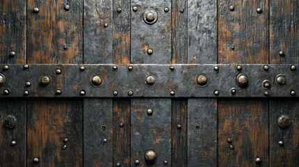 Fototapeta premium Rustic hardwood wall with metal accents for interior design and decor inspiration