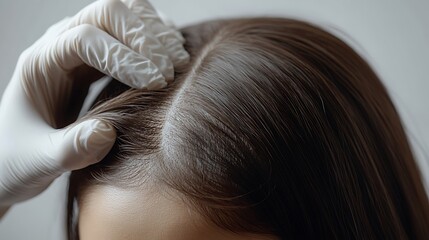 Naklejka premium Hair scalp exam, studio