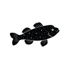 Starry Blenny Silhouette Vector Art and Black Color Design of Starry Blenny Fish
