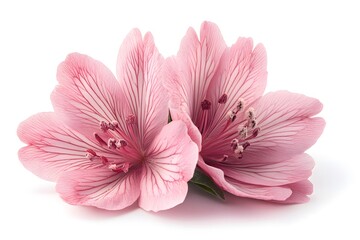 Elegant Oriental Knights Spur Pink Flower Isolated on White Background – Delicate Botanical...