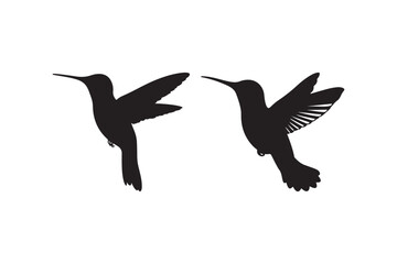 Flying Hummingbird Black Silhouette Illustration